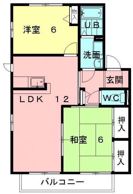 パルス・アイII(2LDK/2階)の間取り写真