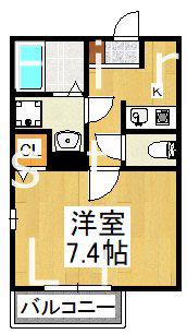 CREA TERRACE椥辻(1K/1階)の間取り写真