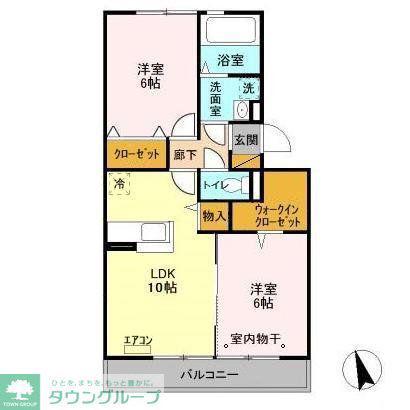 メゾンドシャルマン(2LDK/3階)の間取り写真