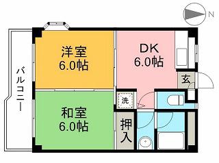 パークホームズ日の出(2DK/3階)の間取り写真