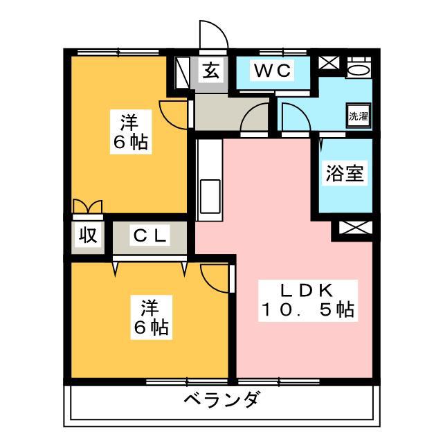 西荘ビル(2LDK/1階)の間取り写真