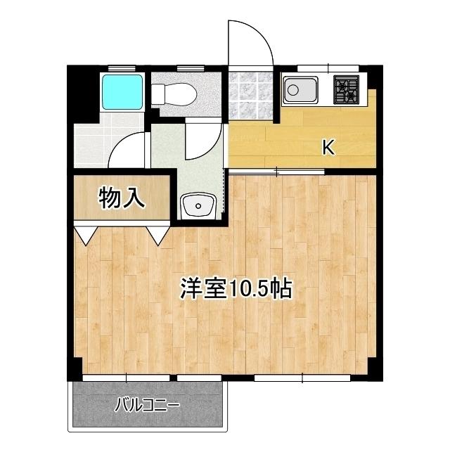 人宿町コーポラス(1K/3階)の間取り写真