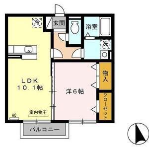 プレジール・デュオ(1LDK/2階)の間取り写真