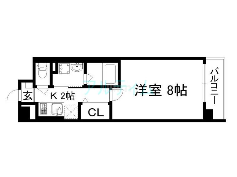ナディア(1K/4階)の間取り写真