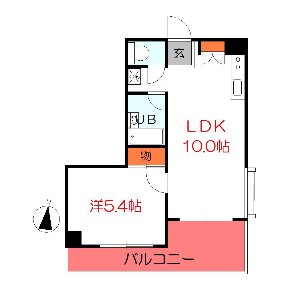 ミルメゾン(1LDK/5階)の間取り写真