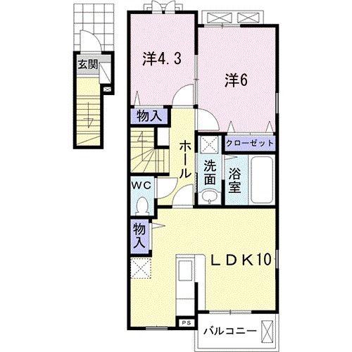 エム・トモコ(2LDK/2階)の間取り写真