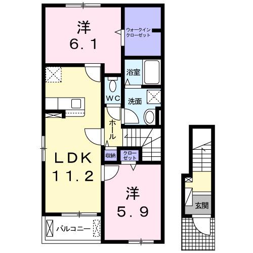 ラフレシールII(2LDK/2階)の間取り写真