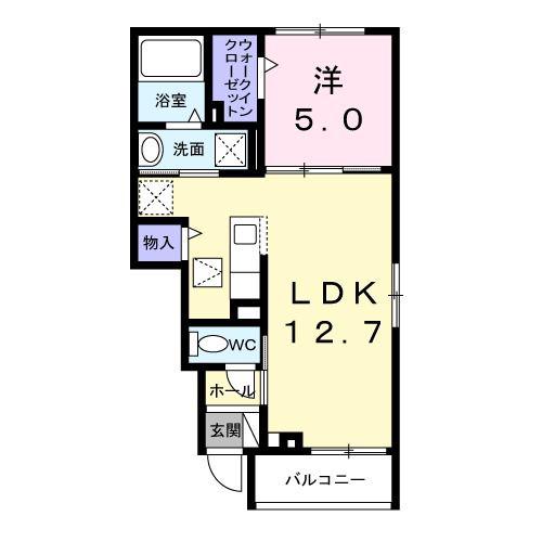 セレーノ・アロッジオ(1LDK/1階)の間取り写真