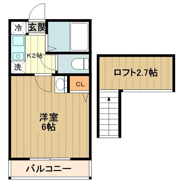 エクセレンス立川(1K/2階)の間取り写真