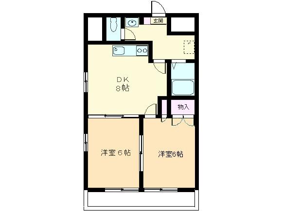 エースマンション高砂(2DK/2階)の間取り写真