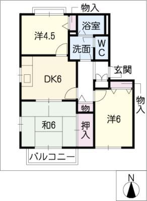 セントラル長松 A・B棟(3DK/1階)の間取り写真