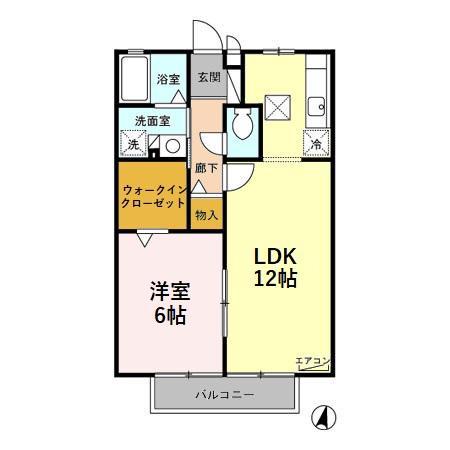 エスパーダA棟(1LDK/1階)の間取り写真