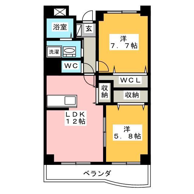 アンソレイエアオキ(2LDK/3階)の間取り写真
