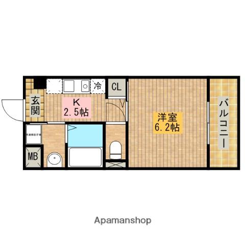 カーライル堺市駅前(1K/2階)の間取り写真