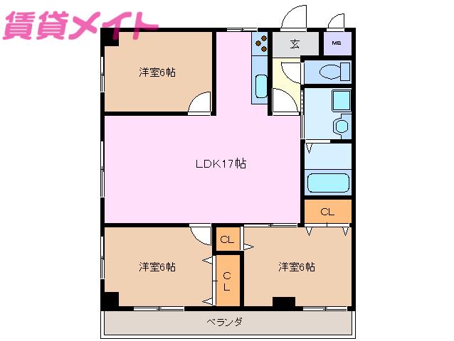 YBASEフォーラム6(3LDK/2階)の間取り写真
