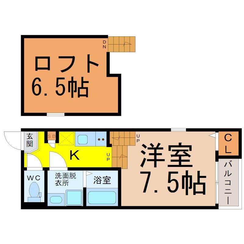 ハーモニーテラス西日置II(1K/2階)の間取り写真