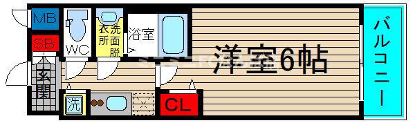 プレサンス北堀江(1K/2階)の間取り写真