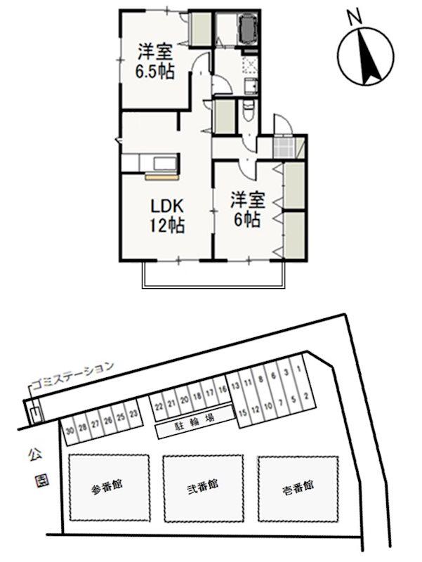 さにぃてらす03 壱番館(2LDK/2階)の間取り写真