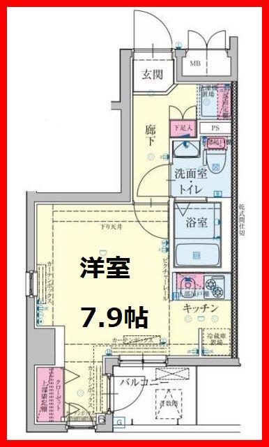 レグゼアゼスト赤羽(ワンルーム/6階)の間取り写真