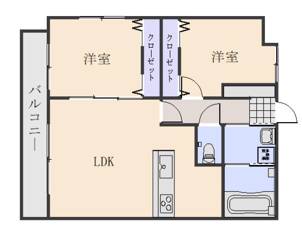 クレスト山本II(2LDK/3階)の間取り写真