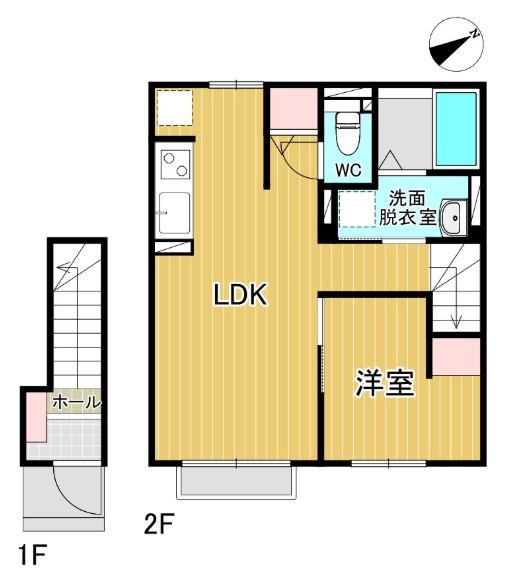 トレゾール土樋(1LDK/2階)の間取り写真