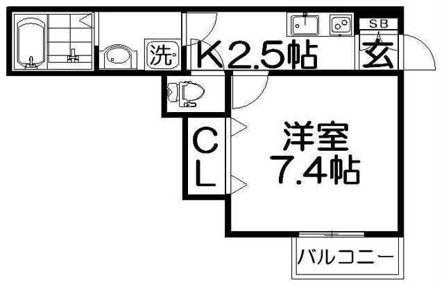ディアコート香里(1K/1階)の間取り写真