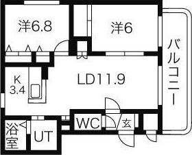 ライフ新発寒31(2LDK/3階)の間取り写真
