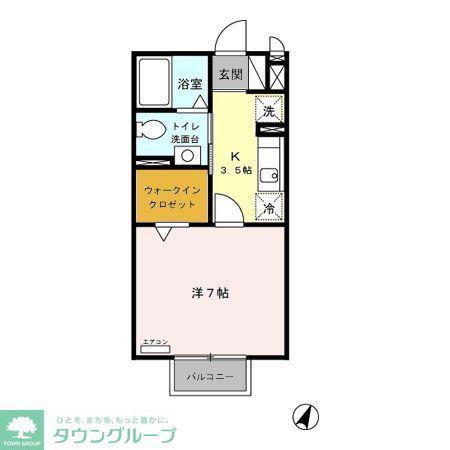 S・D V(1K/2階)の間取り写真
