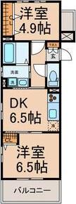 グリーンハイム三軒(2DK/4階)の間取り写真