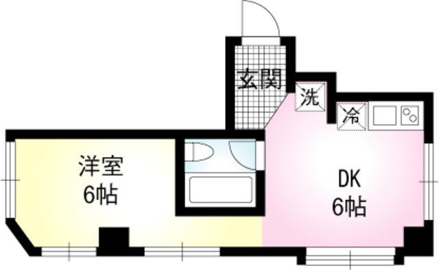 FEEL二子玉川(1DK/6階)の間取り写真