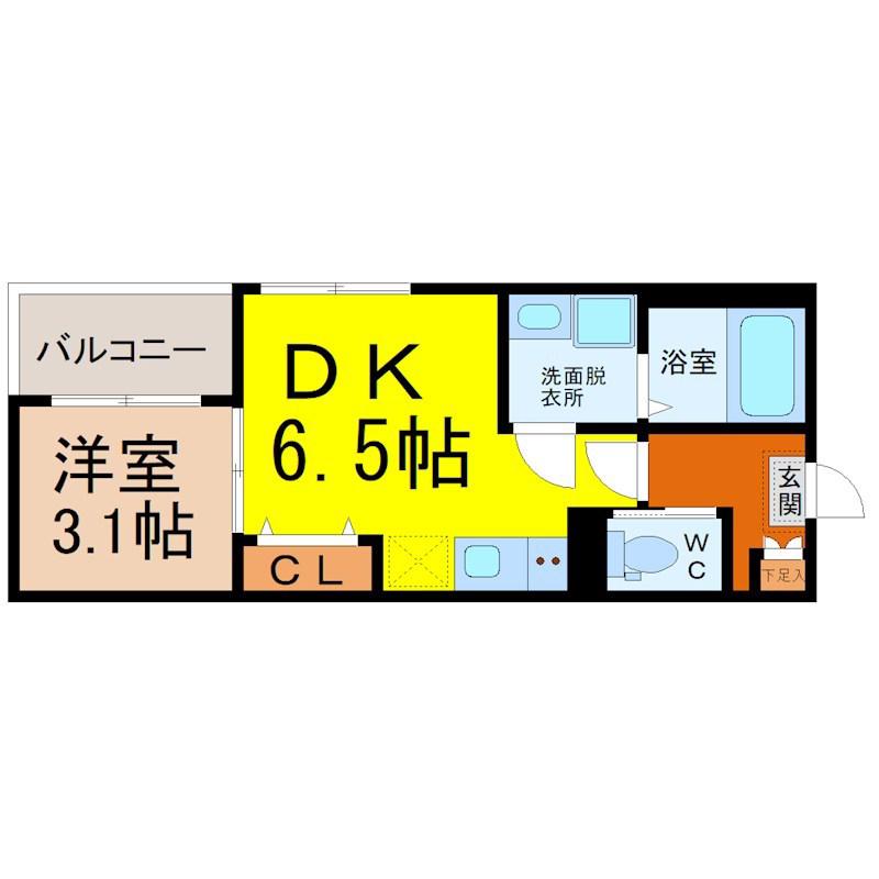北区東水切町四丁目コーポ(1DK/3階)の間取り写真