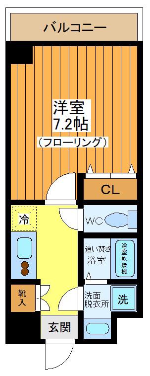 東急田園都市線 三軒茶屋駅 徒歩1分 11階建 築8年(1K/8階)の間取り写真