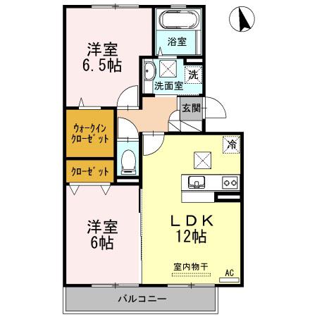 サンストロベリーA棟(2LDK/1階)の間取り写真