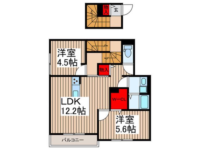 カラコレス(2LDK/2階)の間取り写真