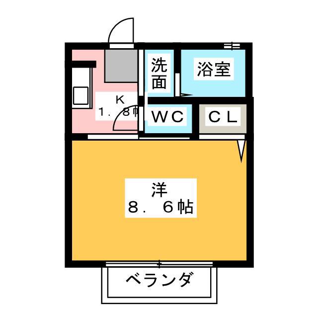ソレアード砂林(1K/1階)の間取り写真