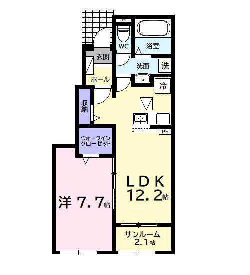 古市場アパート(1LDK/1階)の間取り写真