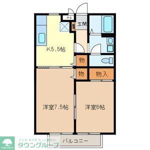 コンフォート岩槻A(2K/2階)の間取り写真