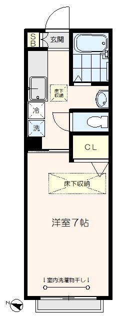 シトラスI(1K/1階)の間取り写真