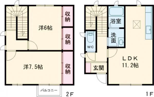 ブランエールB(2LDK/1階)の間取り写真