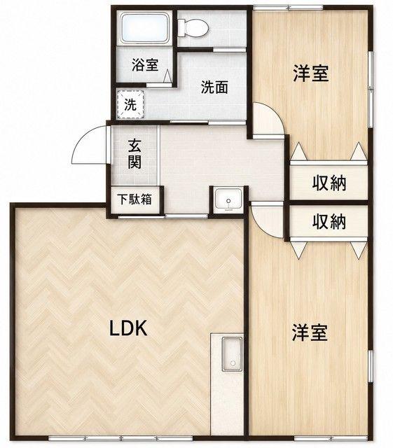 カーサルピナスA棟(2LDK/2階)の間取り写真