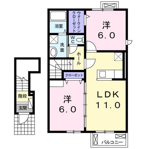 グリーンリーフスII(2LDK/2階)の間取り写真