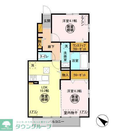 ＪＲ内房線 君津駅 バス乗車時間：8分 最寄りバス停で下車 徒歩6分 2階建 築10年(2LDK/1階)の間取り写真