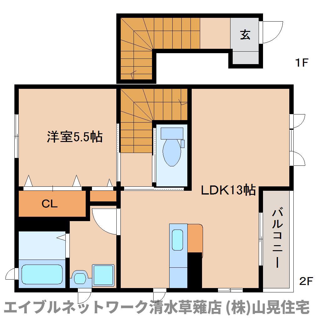 クラヴィエ中之郷(1LDK/2階)の間取り写真