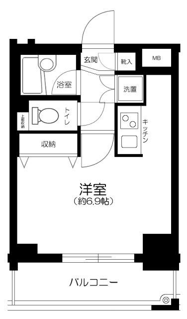 パレステュディオ新宿都庁前(1K/6階)の間取り写真