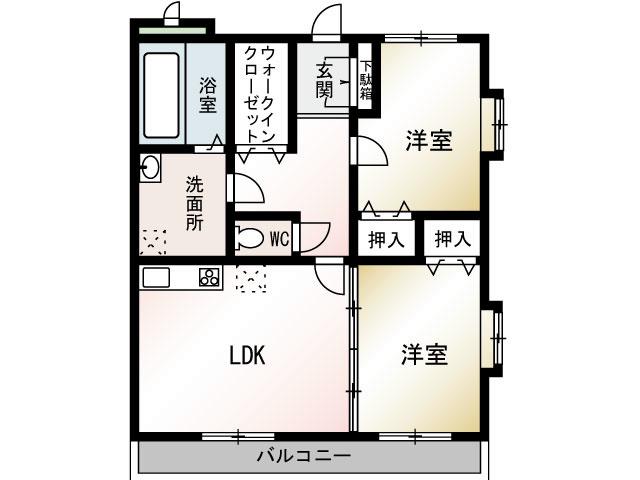 フルパレスII(2LDK/4階)の間取り写真