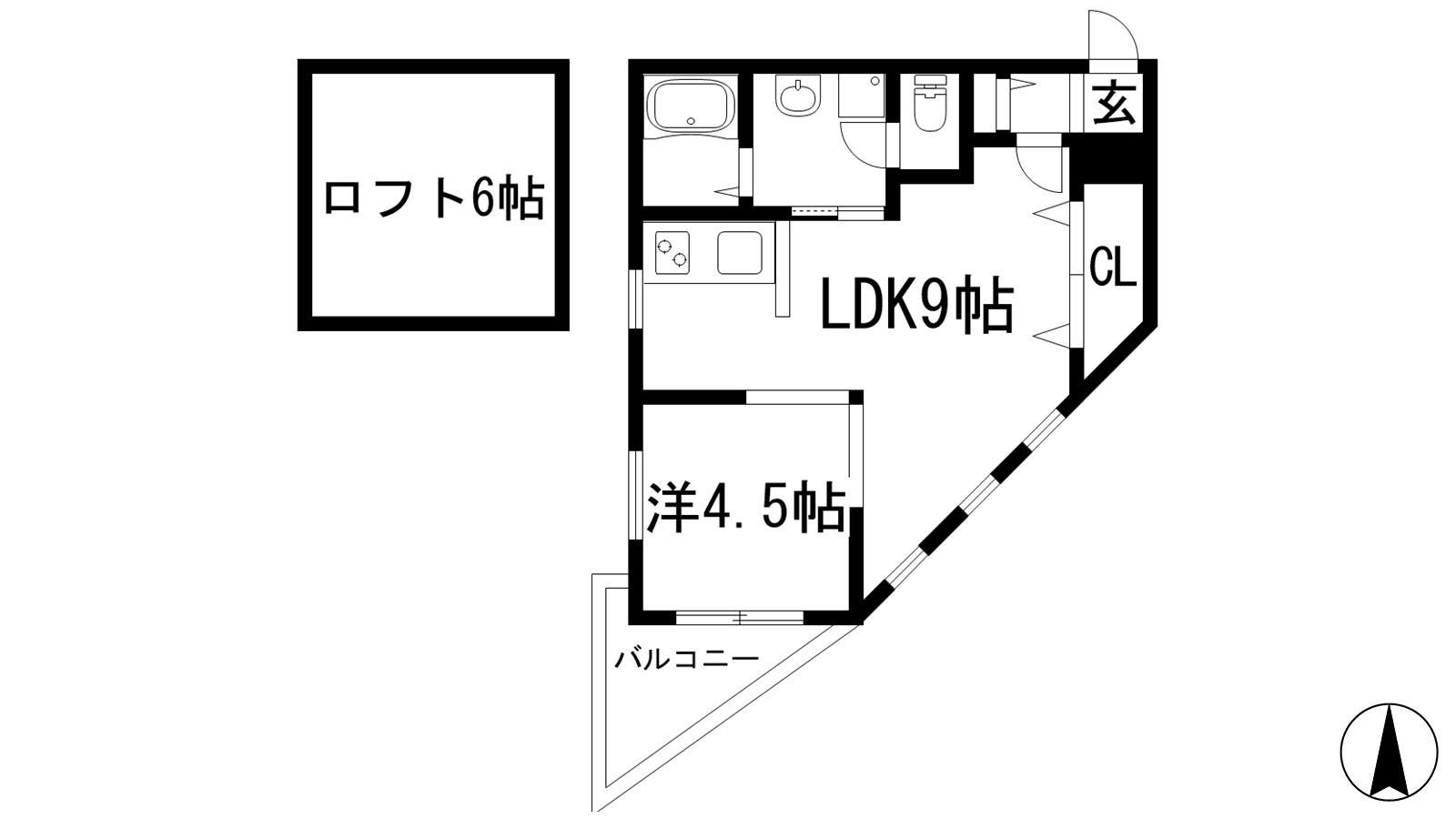 BILLION HILLS 263 旧リーフジャルダン阪急石橋(1LDK/4階)の間取り写真