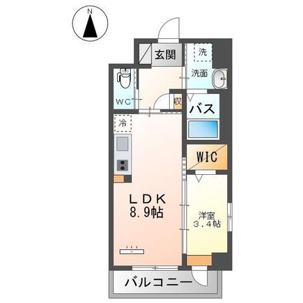 GRANDEUR HAKATA(1LDK/2階)の間取り写真