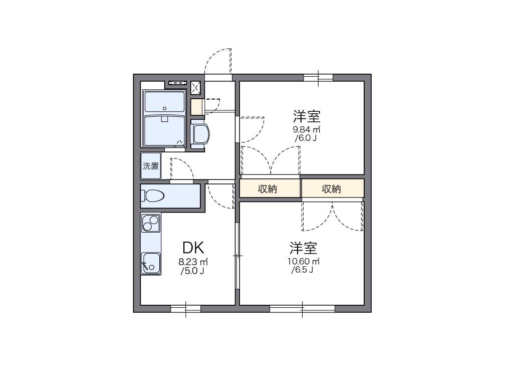 レオパレスOHIII(2DK/1階)の間取り写真