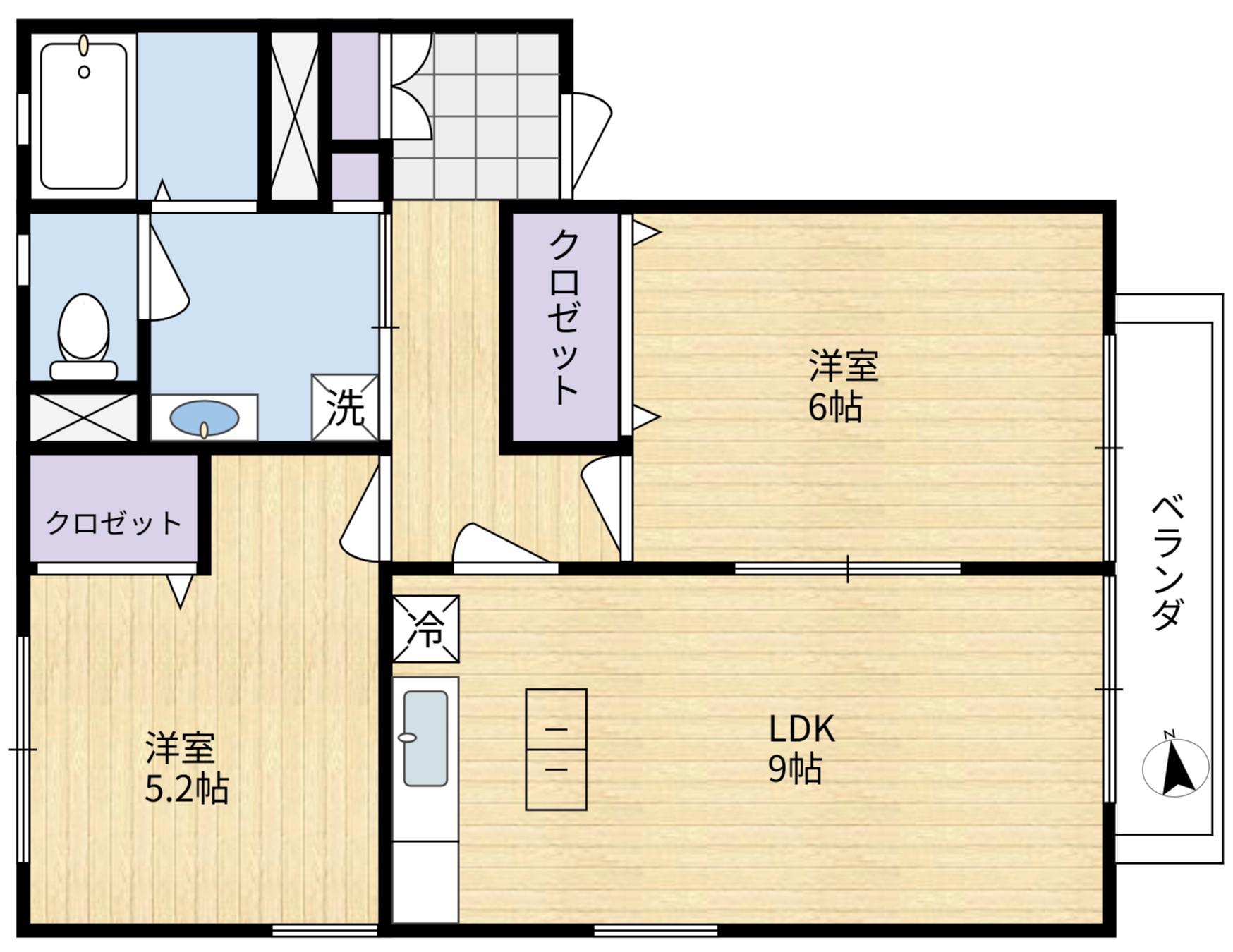 パークハイムI(2LDK/1階)の間取り写真