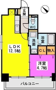 ル・セレクト山王(1LDK/8階)の間取り写真